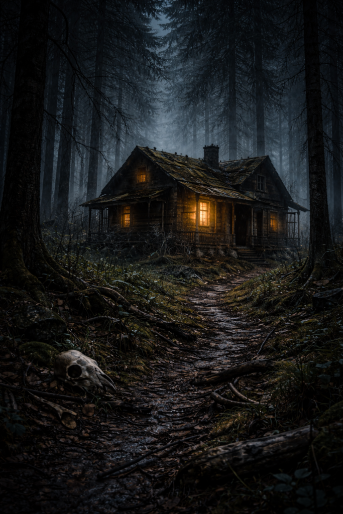 الغابة المظلمة والكوخ المهجور